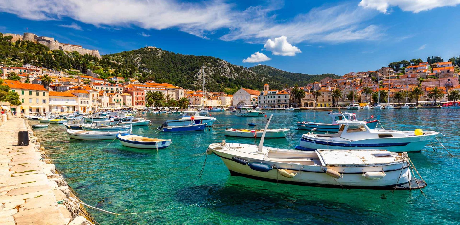 Harbour in Hvar, Croatia, Europe