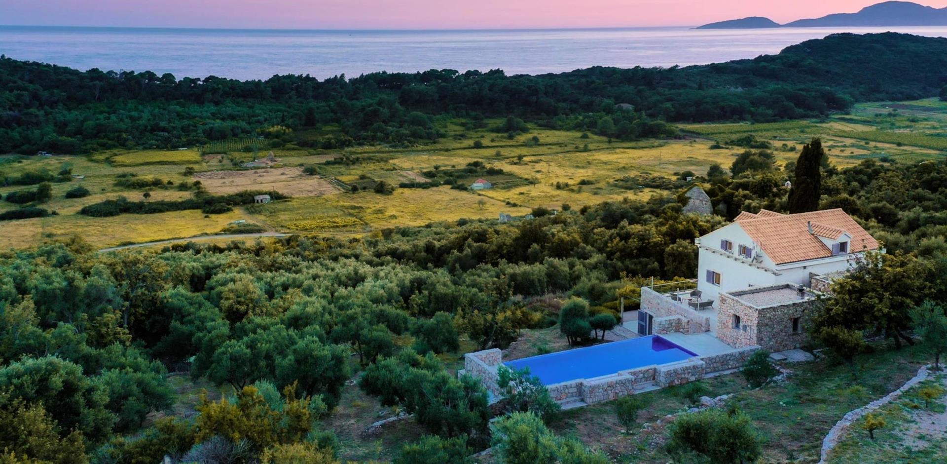 Aerial view of Island Dream, Šipan, Croatia, Europe