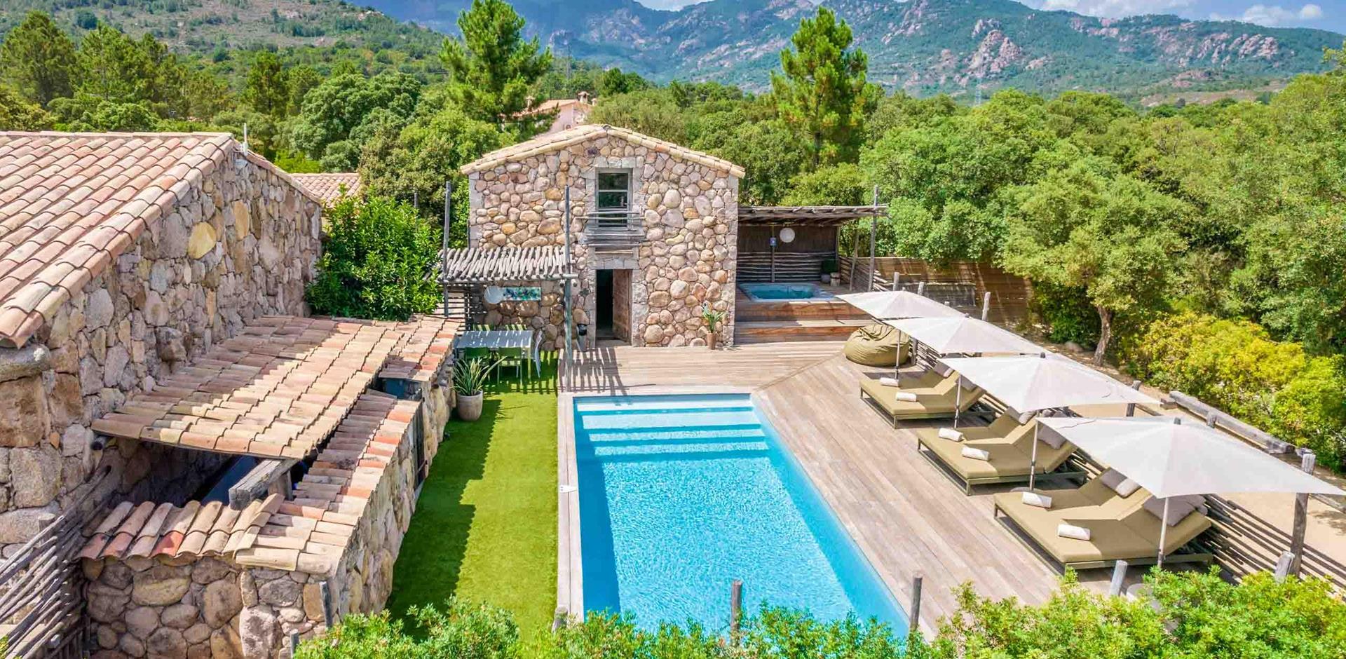 Aerial view of Le Mas d'Osu, Corsica, France, Europe