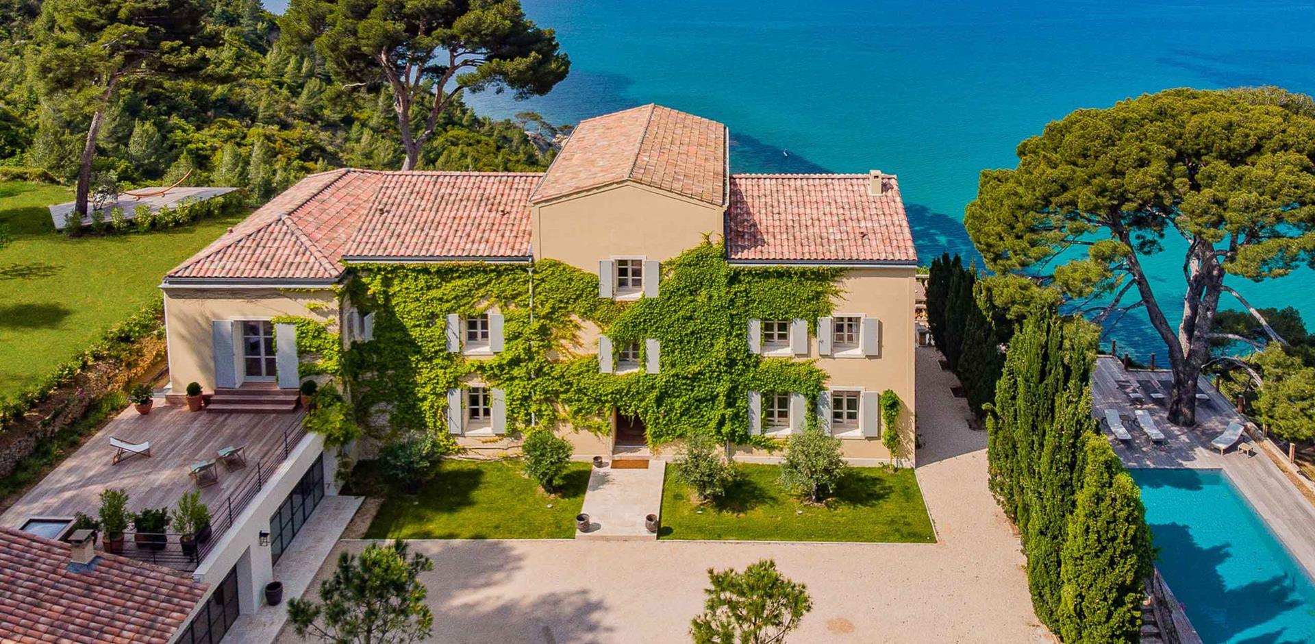 Aerial view of Le Manoir des Calanques, Cote d’Azur, France, Europe