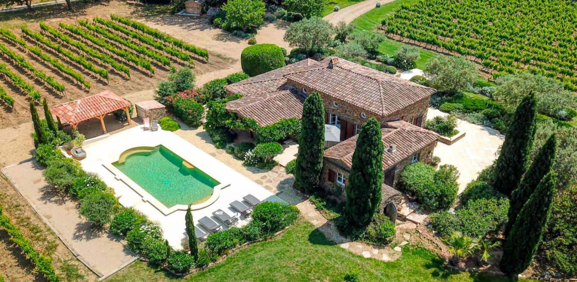 Aerial view, Le Mas de Pierre, La Garde Freinet, France