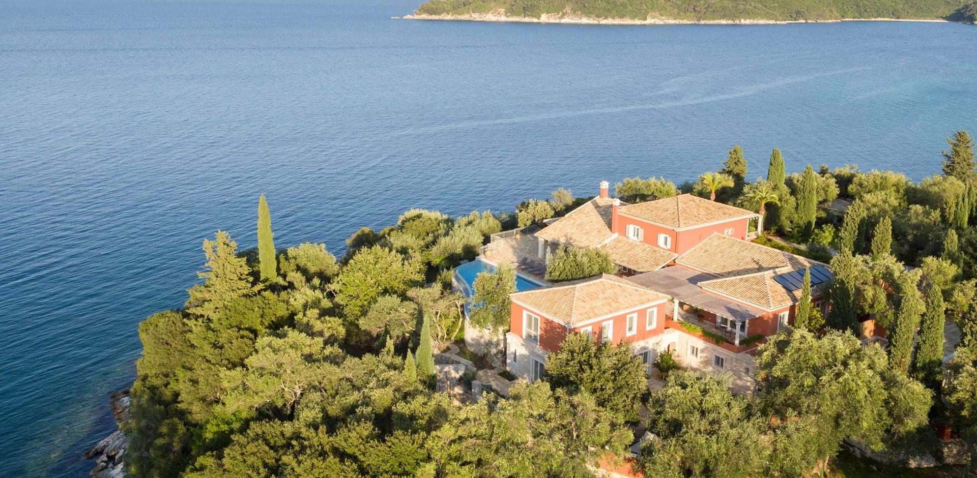 Aerial view, Soukia Cove, Corfu, Greece