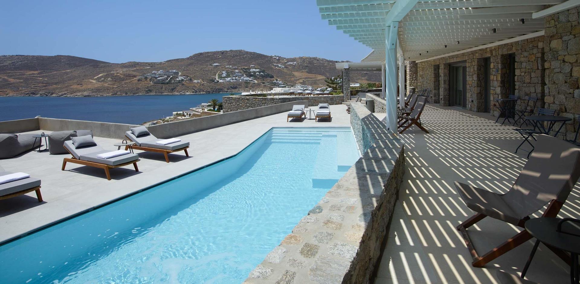 Pool area, Villa Coral, Mykonos, Greece, Europe