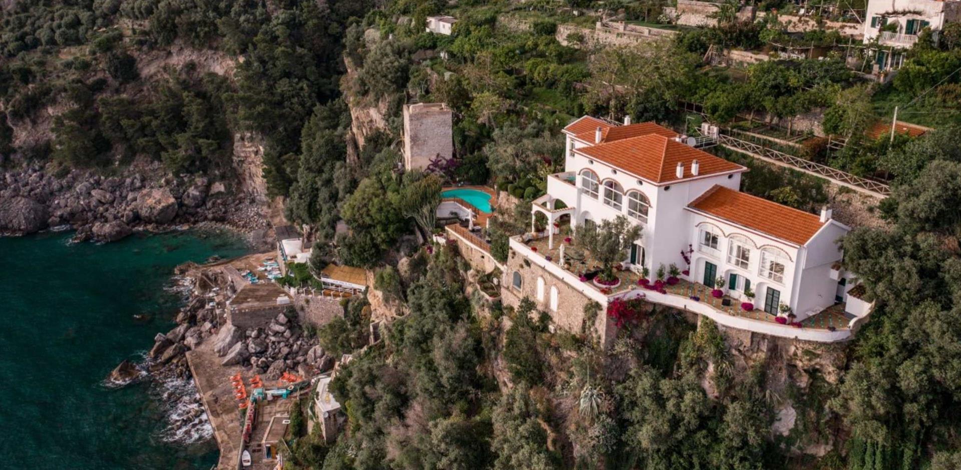 Aerial view of Villa Stella di Praiano, Amalfi Coast, Italy