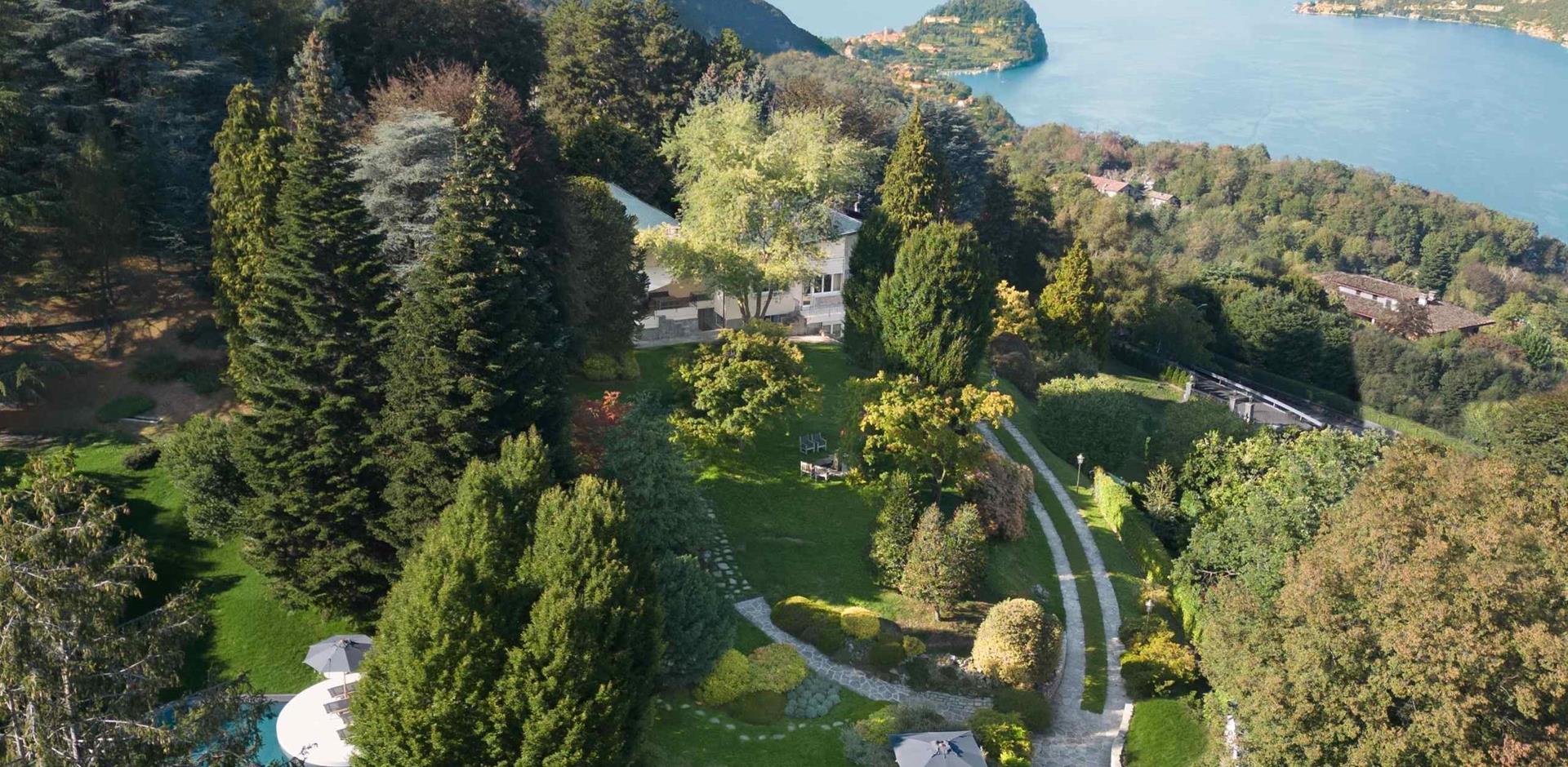 Aerial view, Villa Christine, Lake Como, Italy