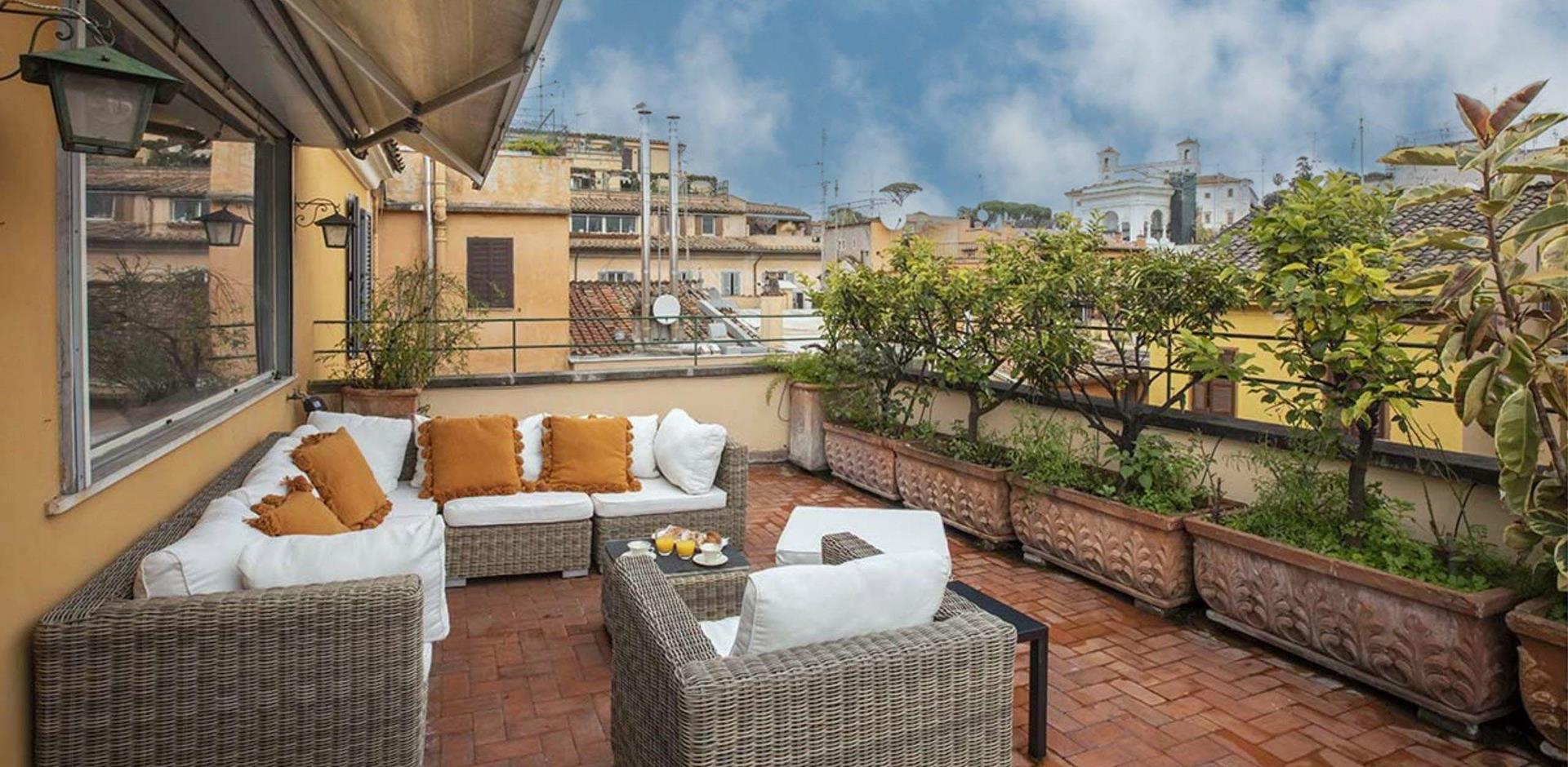 Seating area, Penthouse Leone, Rome, Italy, Europe