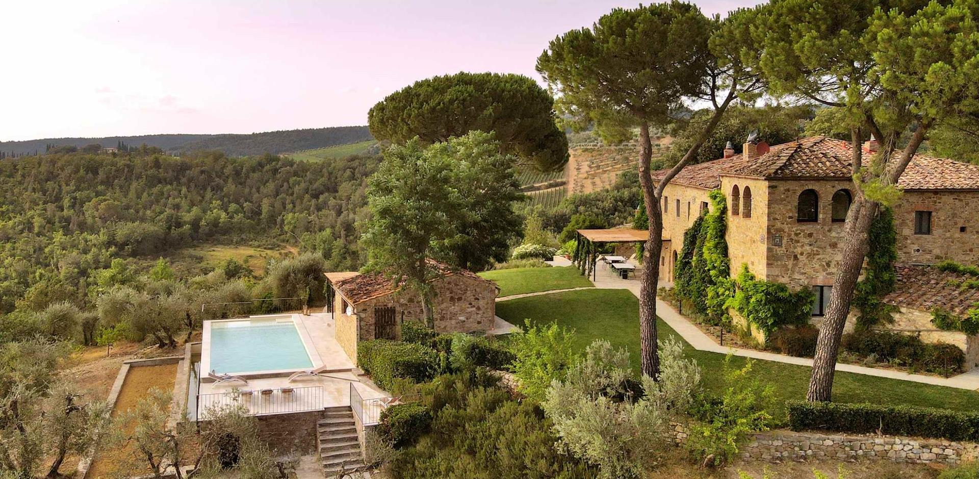 Aerial view, Borgo San Fausto, Chianti, Tuscany