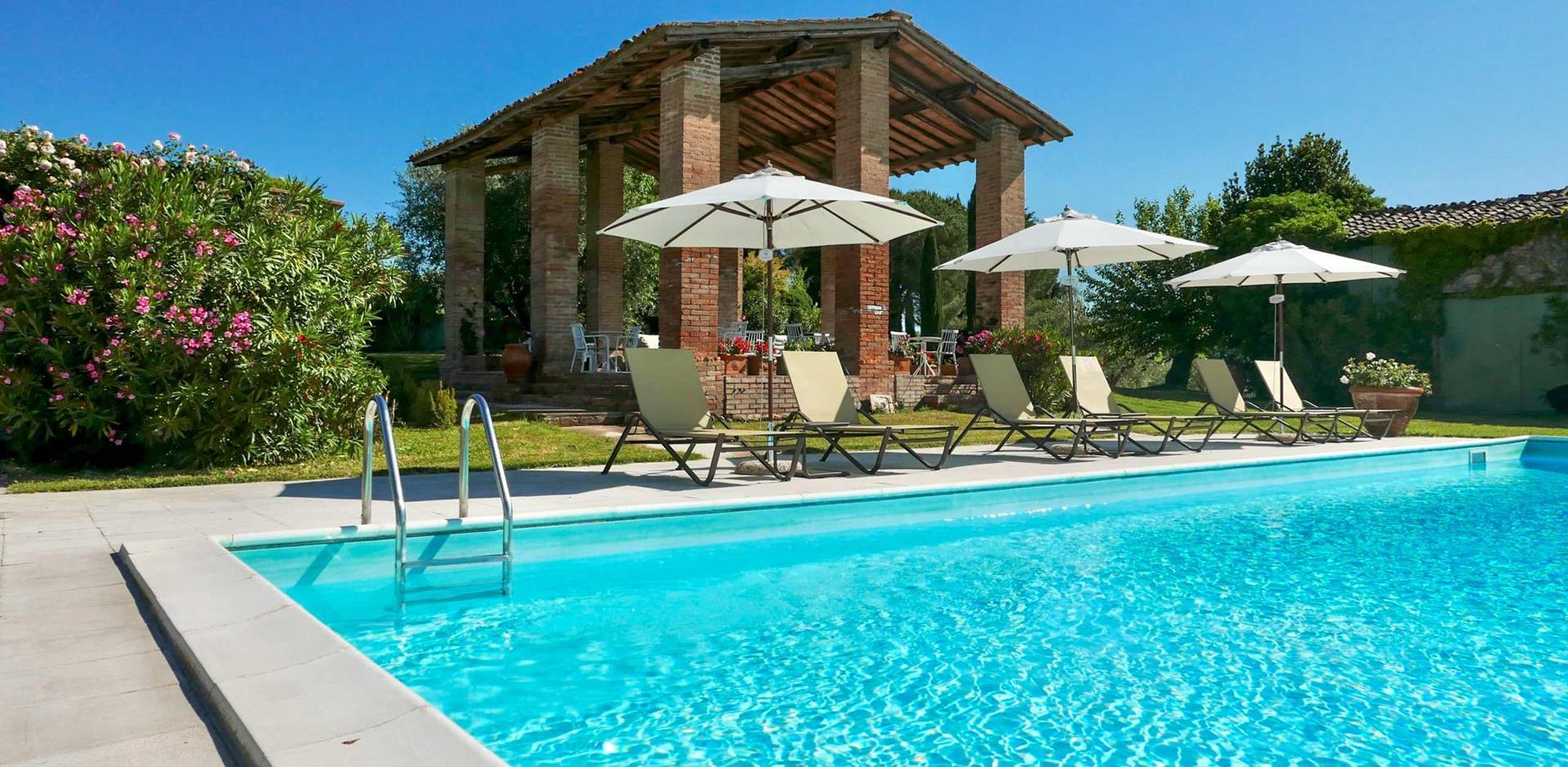 Pool area, Palazzo Casabianca, Siena, Tuscany, Italy, Europe