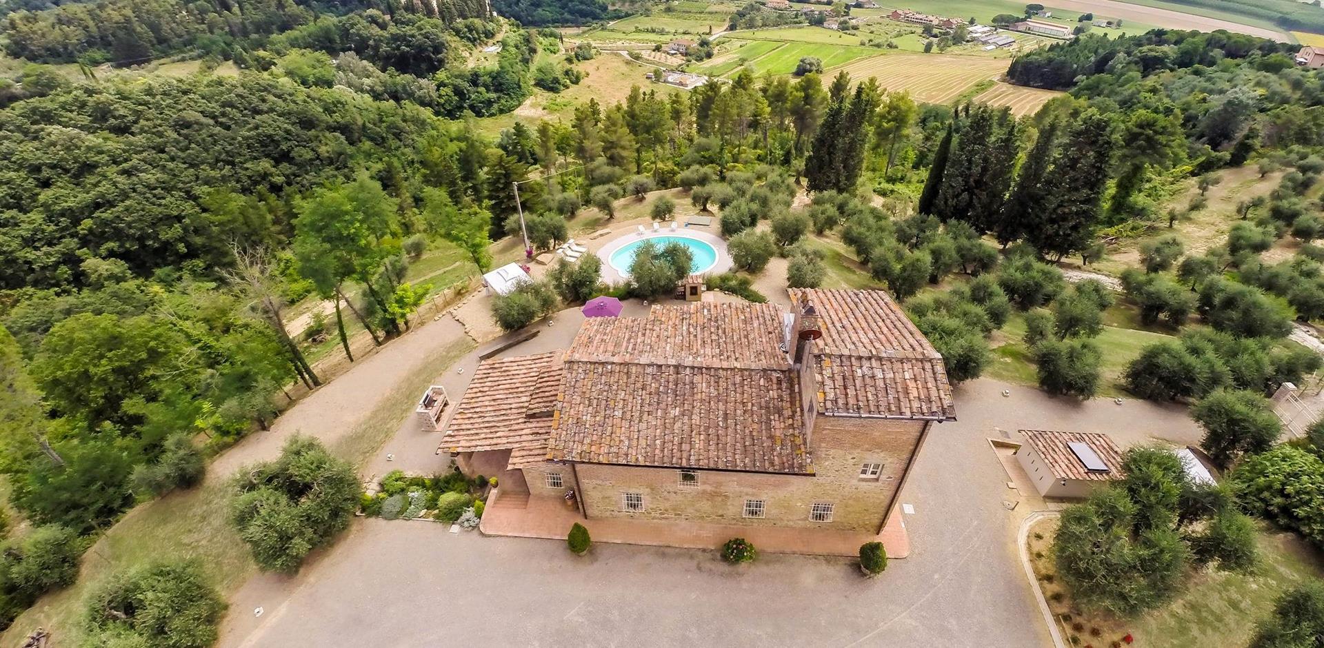 Aerial view of Uliveto, Tuscany, Italy, Europe