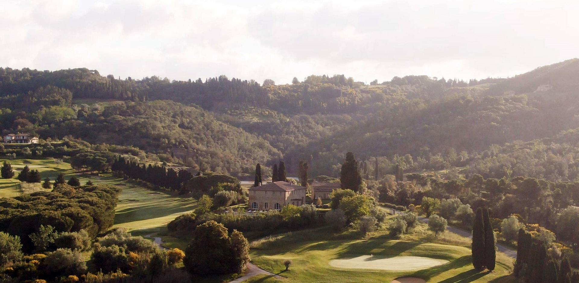 Aerial view of Villa Falfi, Tuscany, Italy