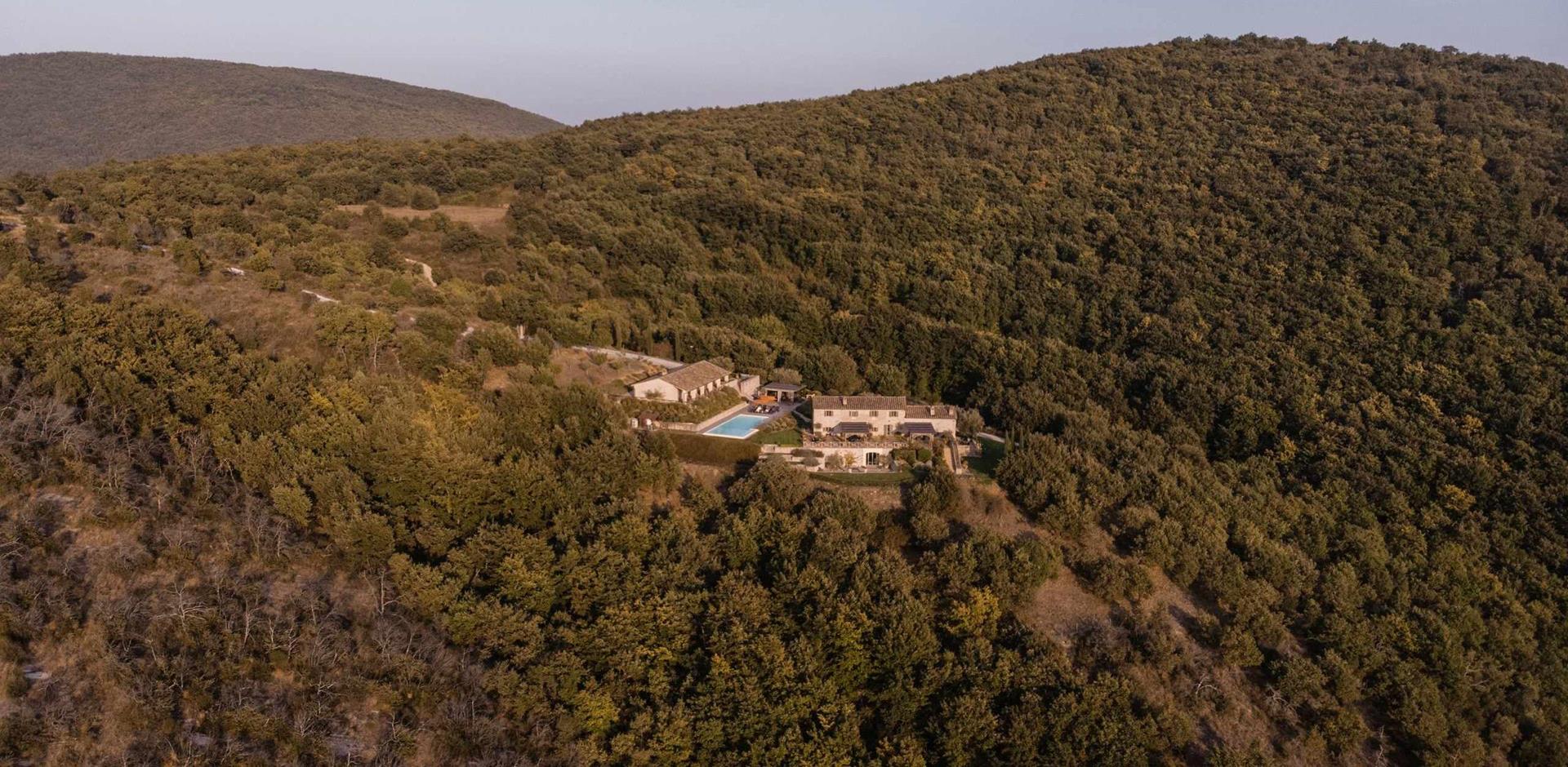 Aerial, Villa del Pantano, Umbria