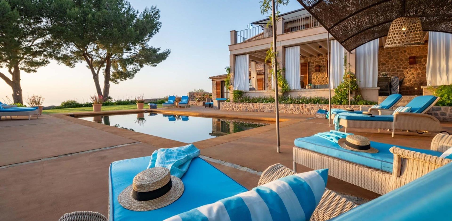 Pool area, Casa Montana, Mallorca, Spain, Europe