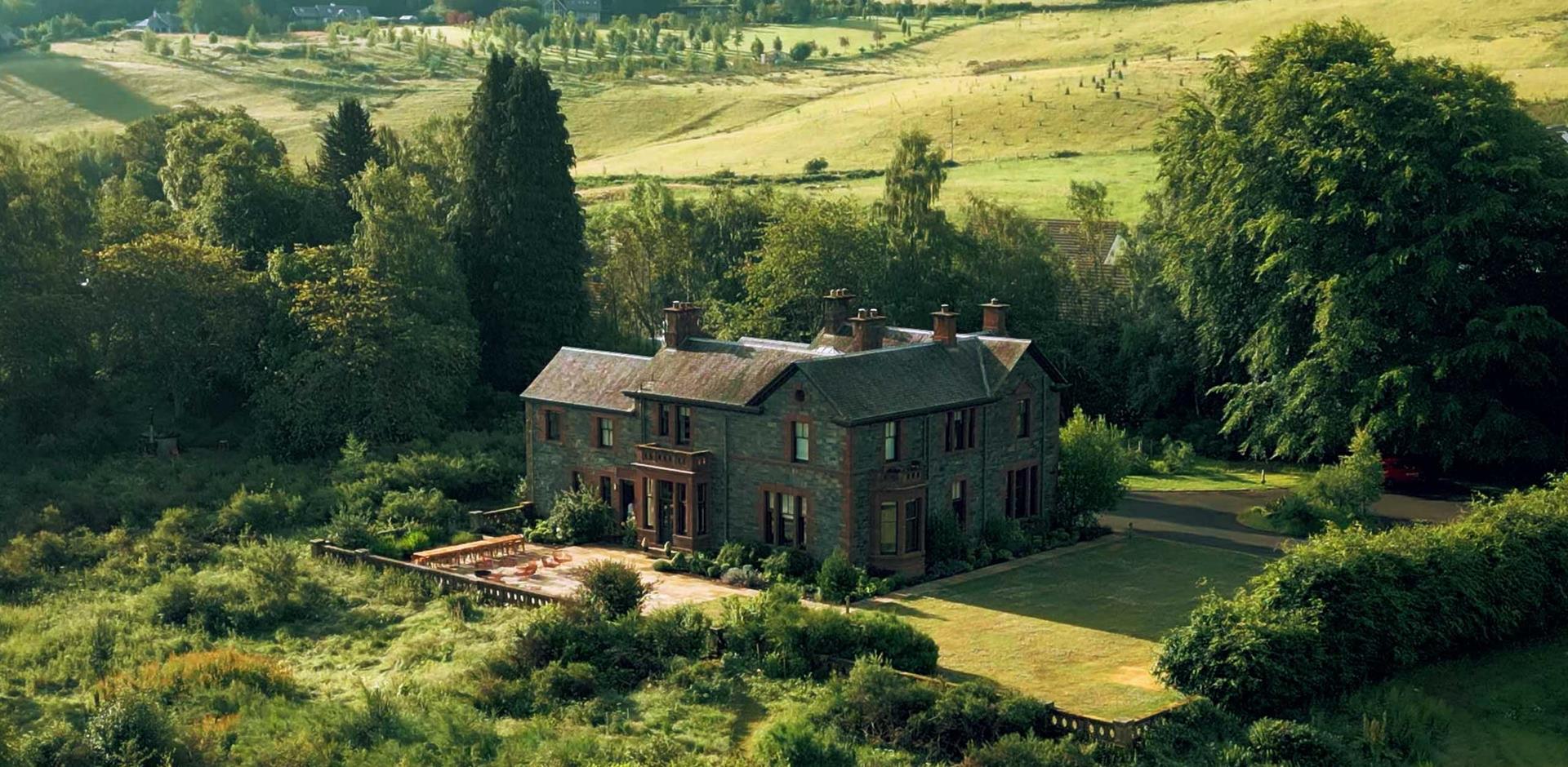 Aerial view, Perthshire Manor, Scotland, UK